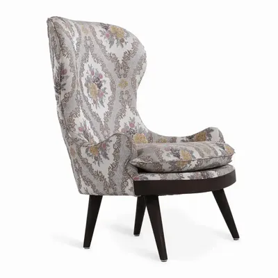 Chairs - Dubu - Lounge Chair with Multicolor Printed Fabric - ALANKARAM