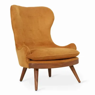 Chaises - Dubu - Fauteuil Lounge en Tissu Jaune - ALANKARAM