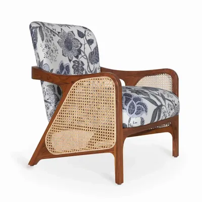 Chairs - Egri - Teakwood Lounge Chair with Rattan - ALANKARAM