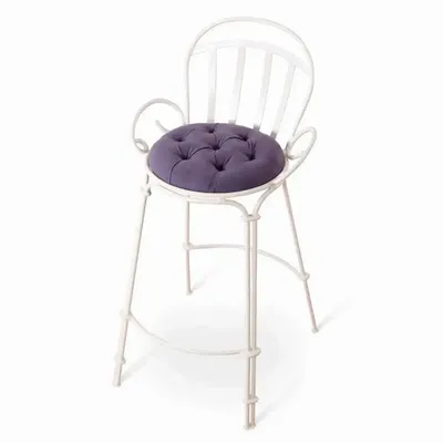 Chairs - Elu - Metal High Chair with Purple Fabric - ALANKARAM