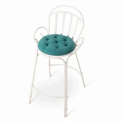 Chaises - Elu - Chaise haute en métal avec tissu vert - ALANKARAM