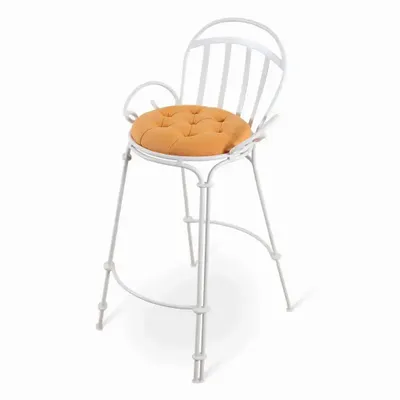 Chairs - Elu - Metal High Chair with Yellow Fabric - ALANKARAM