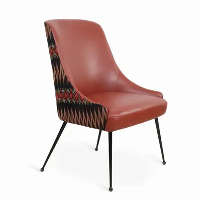 Chairs - Faraja - Dining Chair with Leatherette Black Printed Fabric - ALANKARAM