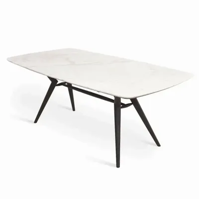 Other tables - Fusi - Solidwood Center Table with White Stone Top - ALANKARAM