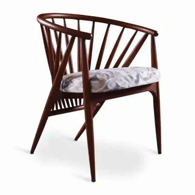 Children's bedrooms - Hloma - Solidwood Dining Chair With White Printed Fabric - ALANKARAM