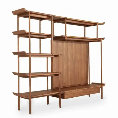 Bookshelves - Indah Teakwood TV Unit - ALANKARAM