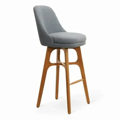 Chaises - Irutu - Chaise haute en tissu gris - ALANKARAM