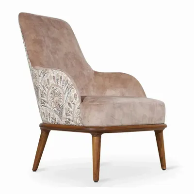 Chaises - Iyi - Fauteuil Lounge en Tissu Beige - ALANKARAM