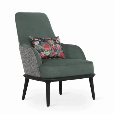 Chaises - Iyi - Fauteuil Lounge en Tissu Vert - ALANKARAM