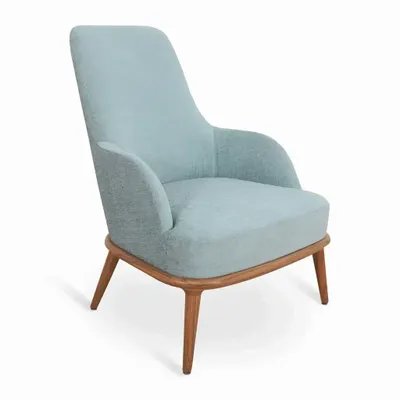 Chaises - Iyi - Fauteuil Lounge en Tissu Bleu Clair - ALANKARAM