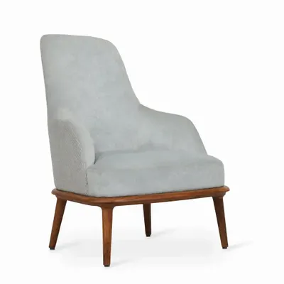 Chairs - Iyi - Lounge Chair with Ligh Blue Fabric - ALANKARAM