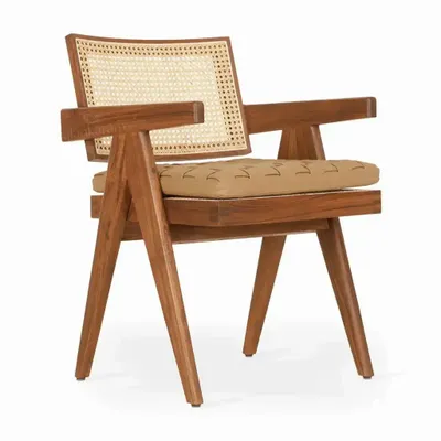 Chairs - Jeanneret - Teakwood Dining / Office / Arm Chair - ALANKARAM