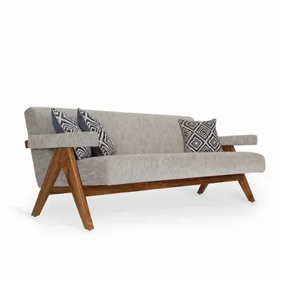 Sofas - Jeanneret - Two Seater Teakwood Sofa - ALANKARAM