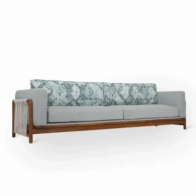 Sofas - Kaha - Four Seater Teakwood Sofa - ALANKARAM
