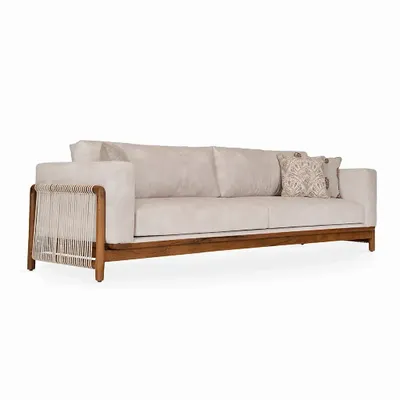 Sofas - Kaha - Three Seater Teakwood Sofa - ALANKARAM