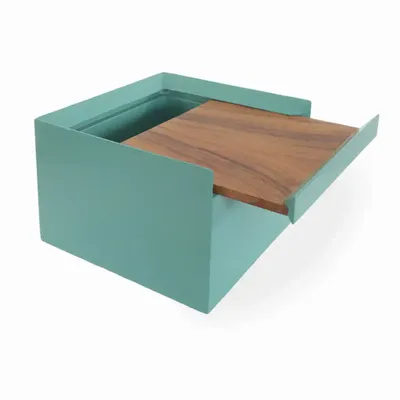 Boîtes de rangement  - Kasti - Coffret multifonction en teck avec revêtement PU vert turquoise - ALANKARAM