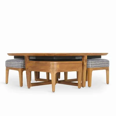 Other tables - Kiota - Teakwood Nested Center Table - ALANKARAM