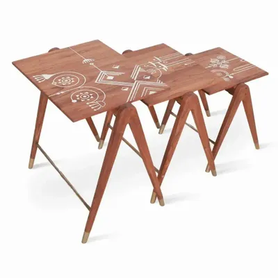 Other tables - Koaro - Teakwood Nested Side Tables - ALANKARAM