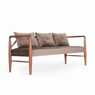 Sofas - Kutu Two Seater Teakwood Sofa - ALANKARAM