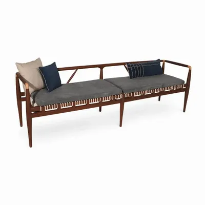 Sofas - Kutu Three Seater Teakwood Sofa - ALANKARAM