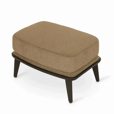 Poufs - Lega - Repose-pieds en bois massif avec tissu vert - ALANKARAM