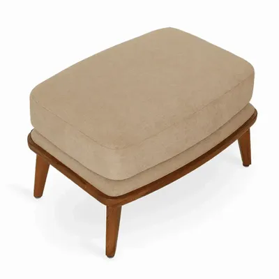 Poufs - Lega - Repose-pieds en teck avec tissu gris - ALANKARAM
