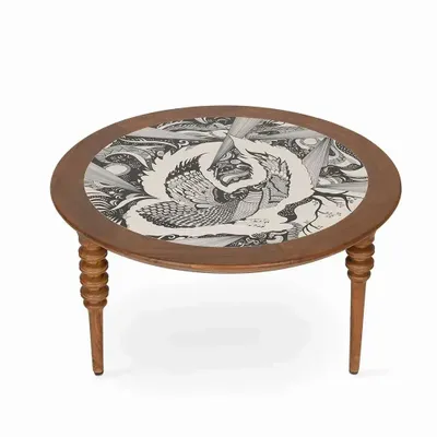 Other tables - Marami - Table with White Painted Top - ALANKARAM