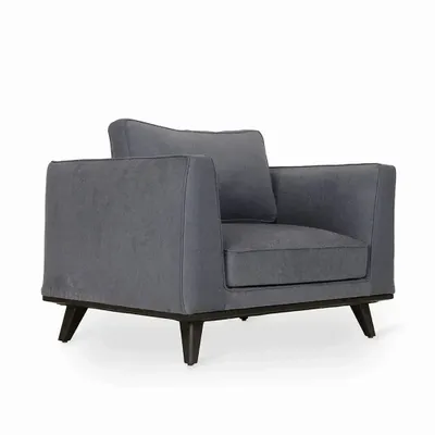 Canapés - Mihla - Canapé Club en tissu gris - ALANKARAM