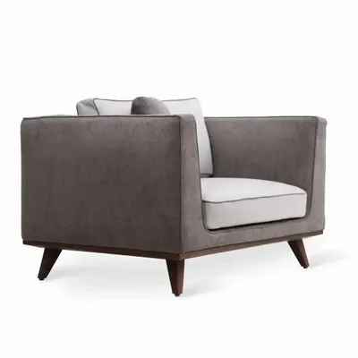 Sofas - Mihla - Grey Fabric Club Sofa - ALANKARAM