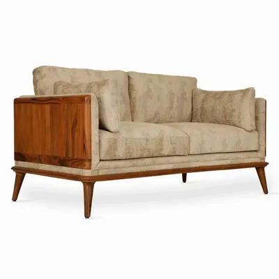 Sofas - Mysig - Two Seater Teakwood Sofa - ALANKARAM