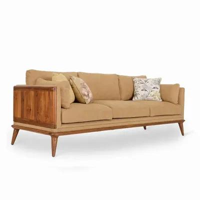 Sofas - Mysig - Three Seater Teakwood Sofa - ALANKARAM