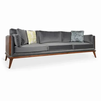 Sofas - Mysig - Three Seater Teakwood Sofa - ALANKARAM