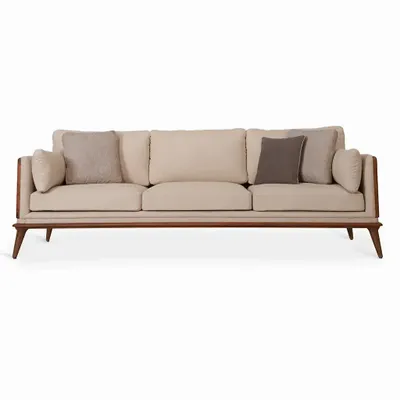 Sofas - Mysig - Three Seater Teakwood Sofa - ALANKARAM
