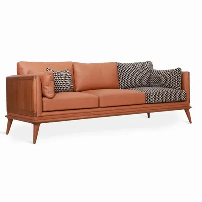Sofas - Mysig - Three Seater Teakwood Sofa - ALANKARAM
