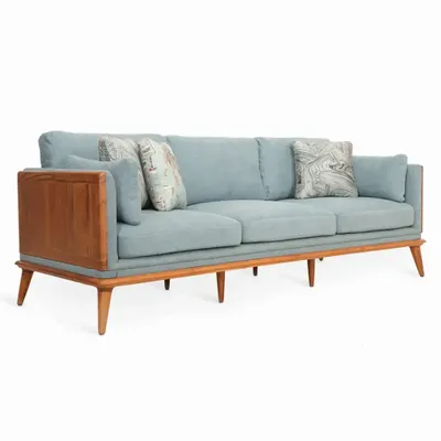 Sofas - Mysig - Three Seater Teakwood Sofa - ALANKARAM