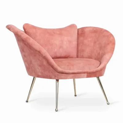 Chairs - Paligo - Lounge Chair with Pink Fabric - ALANKARAM