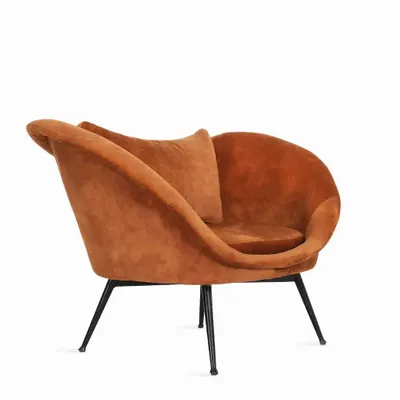 Chairs - Paligo - Lounge Chair with Red Fabric - ALANKARAM