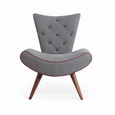 Chaises - Papaki - Fauteuil Lounge en Tissu Gris Coin - ALANKARAM