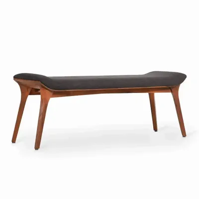 Bancs - Banc en teck Phalaka avec tissu noir - ALANKARAM