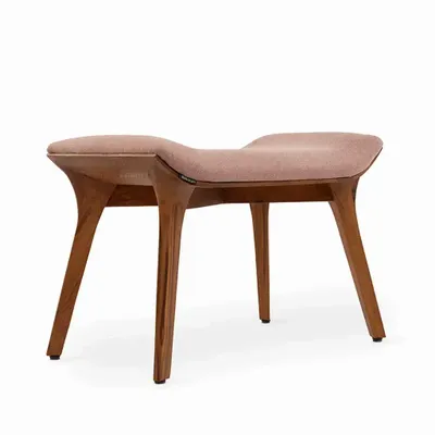 Bancs - Banc en teck Phalaka avec tissu en velours pêche - ALANKARAM