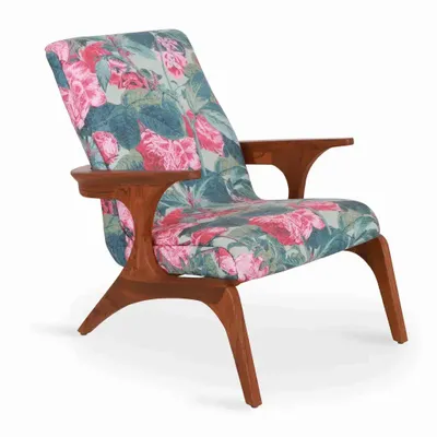 Chaises - Piko - Fauteuil Lounge en Tissu Imprimé Multicolore - ALANKARAM