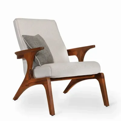 Chaises - Piko - Fauteuil lounge en tissu blanc cassé - ALANKARAM