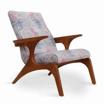 Chairs - Piko - Lounge Chair with Multicolor Printed Fabric - ALANKARAM