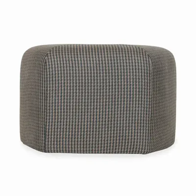 Ottomans - Pouffe - Pentagon Shaped Ottoman with Black Printed Fabric - ALANKARAM