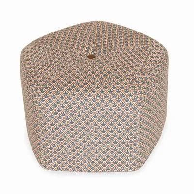 Poufs - Pouf - Ottoman pentagonal en tissu imprimé bleu - ALANKARAM