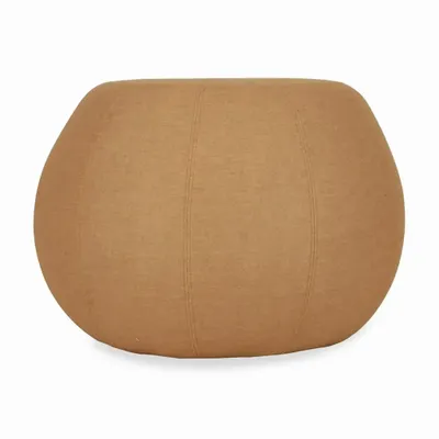 Ottomans - Pouffe - Round Ottoman with Mustard Fabric - ALANKARAM