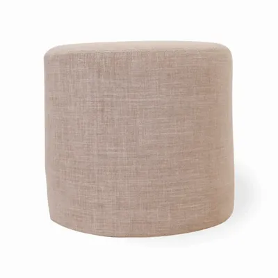 Poufs - Pouf - Ottoman rond avec tissu pierre douce - ALANKARAM
