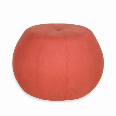 Poufs - Pouf - Ottoman rond en tissu rouge - ALANKARAM