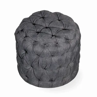 Poufs - Pouf - Ottoman en bois massif avec tissu gris - ALANKARAM