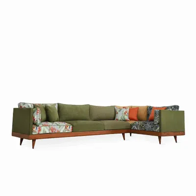 Sofas - Priamka - Five Seater Teakwood Sofa - ALANKARAM